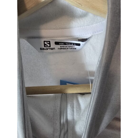 Salomon Unisex Half Zip Mid Layer Fleece Pullover White/Heather- Size Large- NWT - Picture 2 of 12